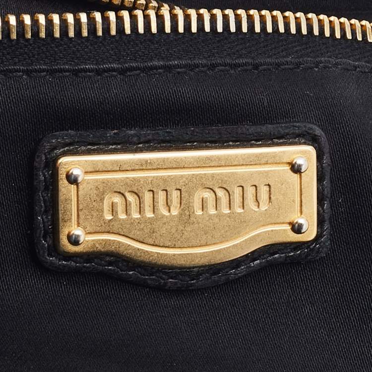 Pre Owned Miu Miu Black Matelassé Leather Coffer Frame Satchel