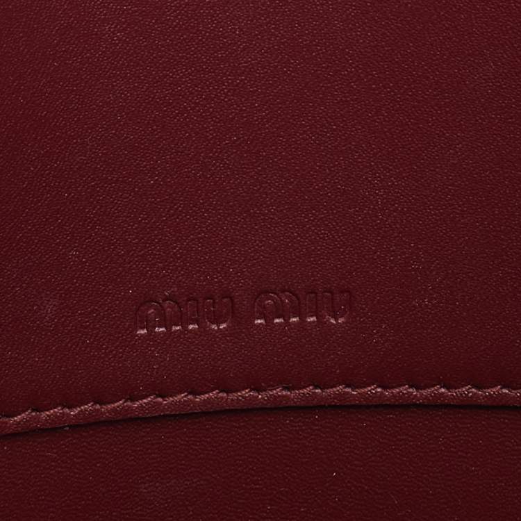 Pre Owned Miu Miu Burgundy Satin Crystal Embellished Chain Shoulder Bag