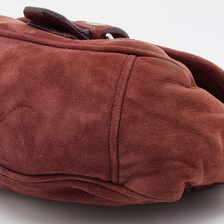 Pre Owned Miu Miu Light Burgundy Suede Shoulder Bag