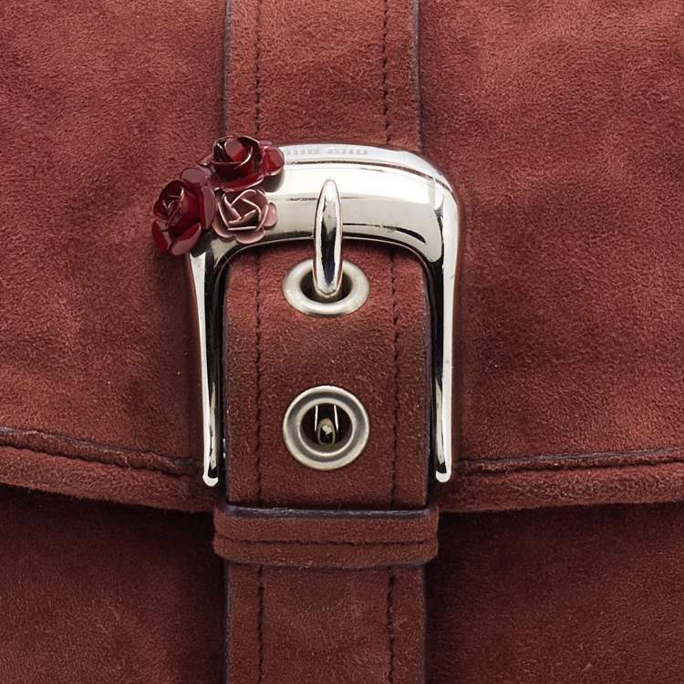 Pre Owned Miu Miu Light Burgundy Suede Shoulder Bag