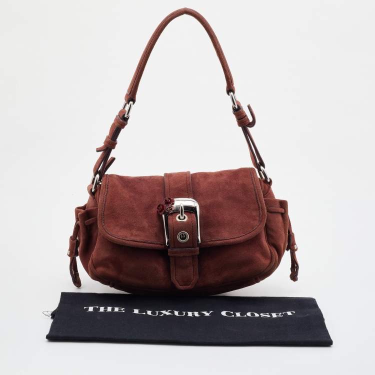 Pre Owned Miu Miu Light Burgundy Suede Shoulder Bag