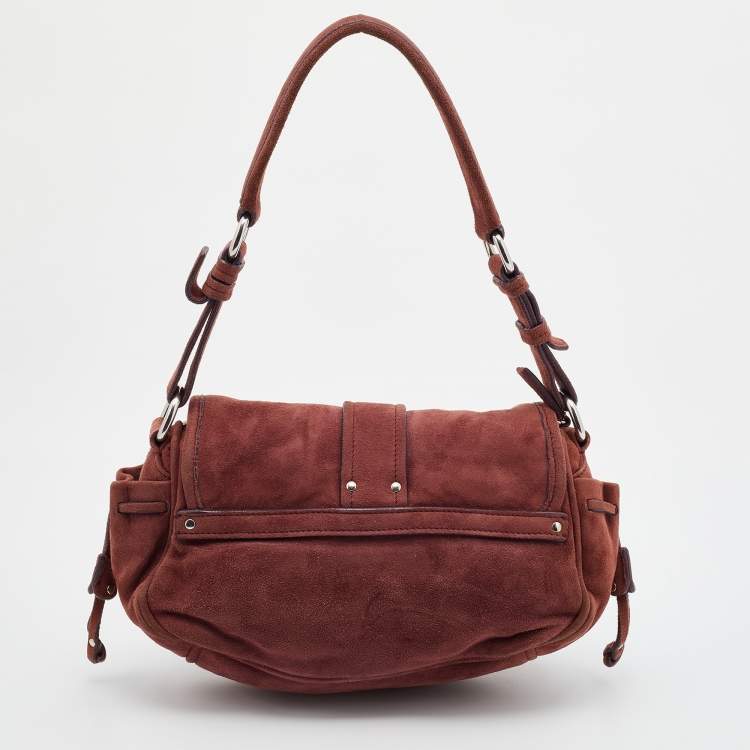 Pre Owned Miu Miu Light Burgundy Suede Shoulder Bag