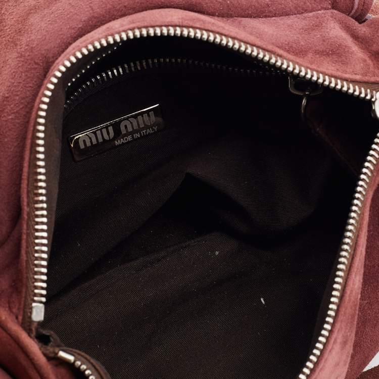 Pre Owned Miu Miu Light Burgundy Suede Shoulder Bag