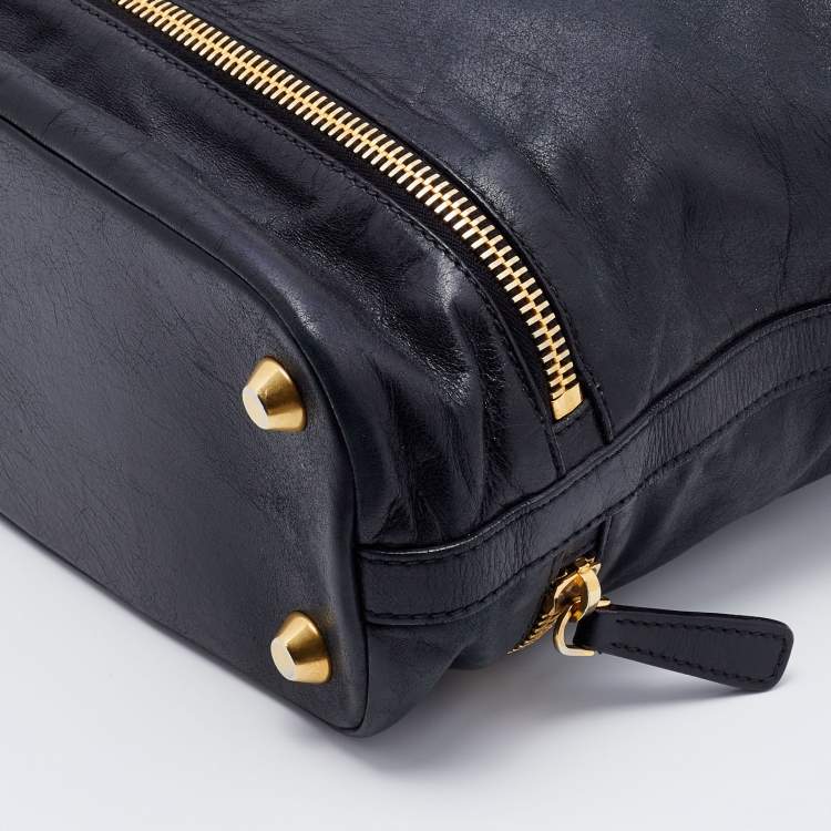 Pre Owned Miu Miu Black Vitello Lux Leather Satchel