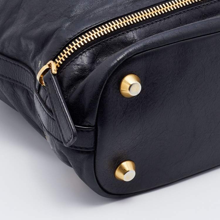 Pre Owned Miu Miu Black Vitello Lux Leather Satchel