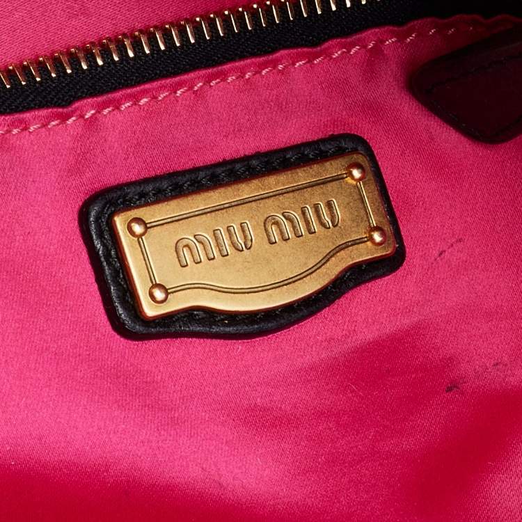 Pre Owned Miu Miu Black Vitello Lux Leather Satchel