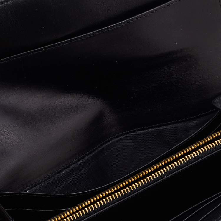 Pre Owned Miu Miu Black Matte Leather Continental Wallet