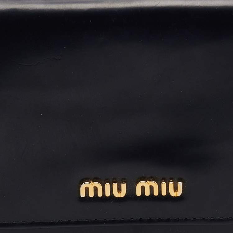 Pre Owned Miu Miu Black Matte Leather Continental Wallet