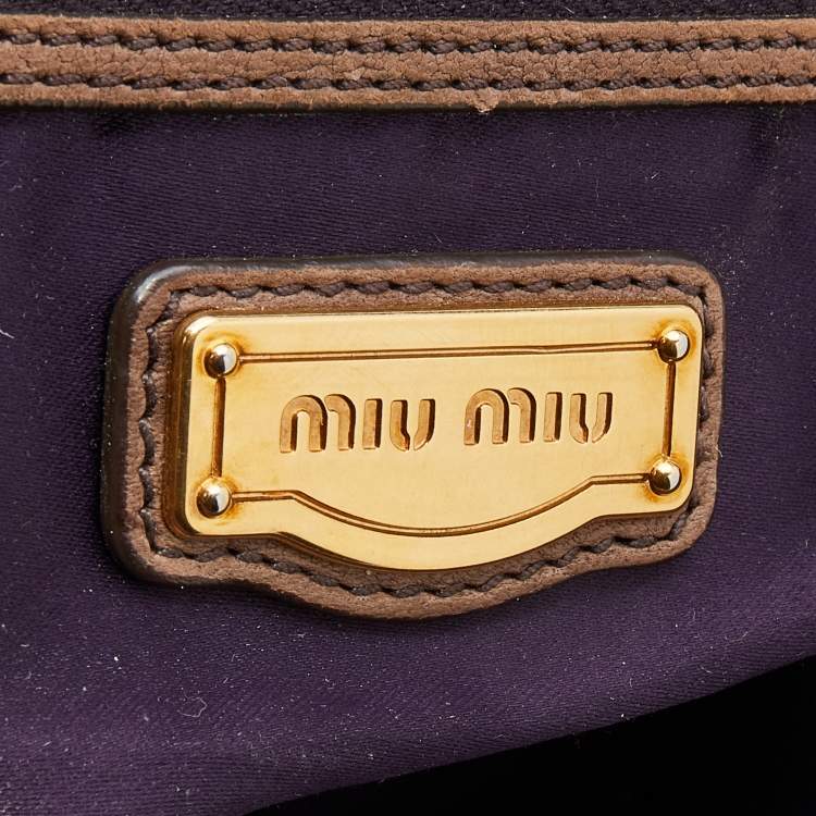 مملوكة مسبقًا Miu Miu Brown Studded Leather Monk Zip Satchel