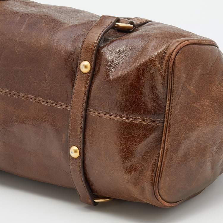 Pre Owned Miu Miu Brown Vitello Lux Leather Bow Bag