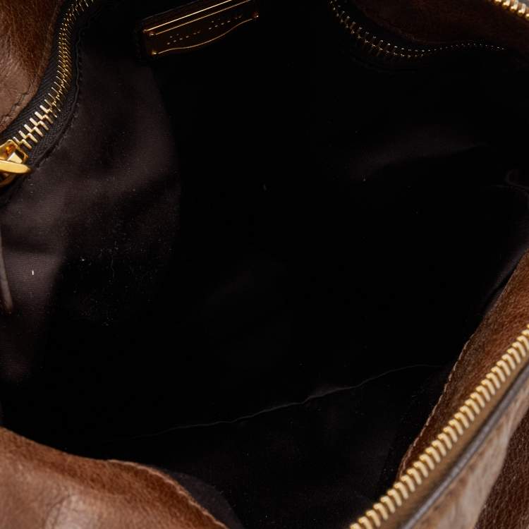 Pre Owned Miu Miu Brown Vitello Lux Leather Bow Bag