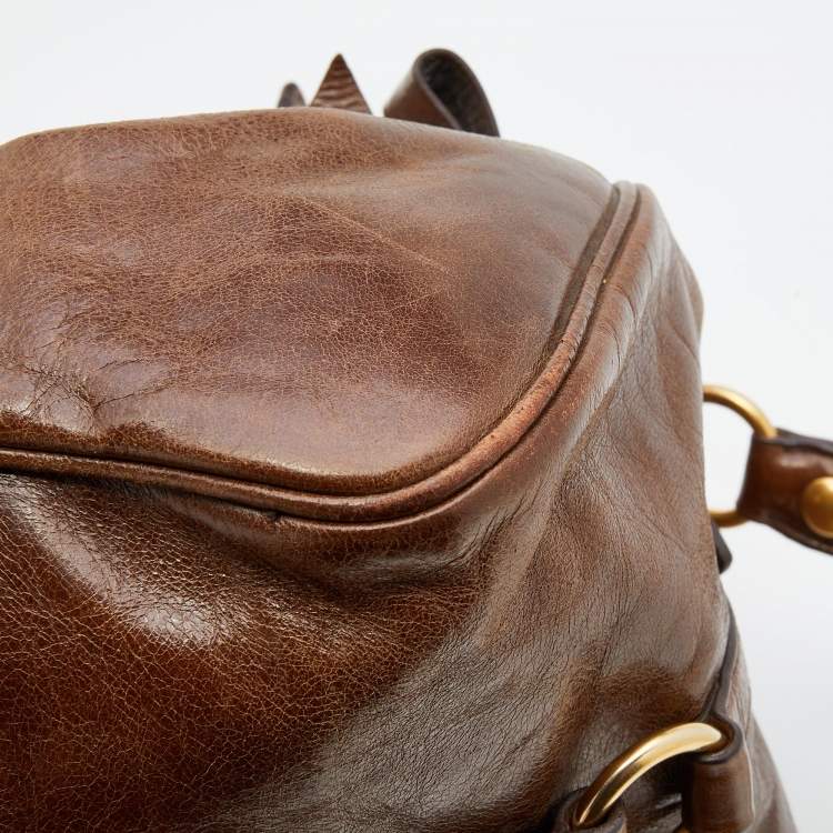 Pre Owned Miu Miu Brown Vitello Lux Leather Bow Bag