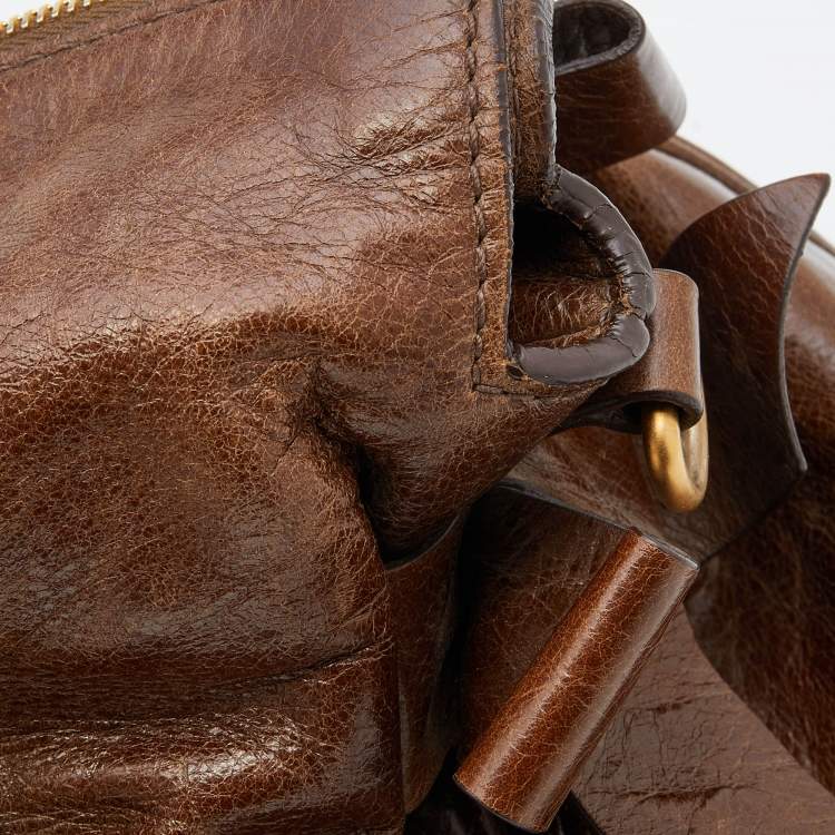 Pre Owned Miu Miu Brown Vitello Lux Leather Bow Bag