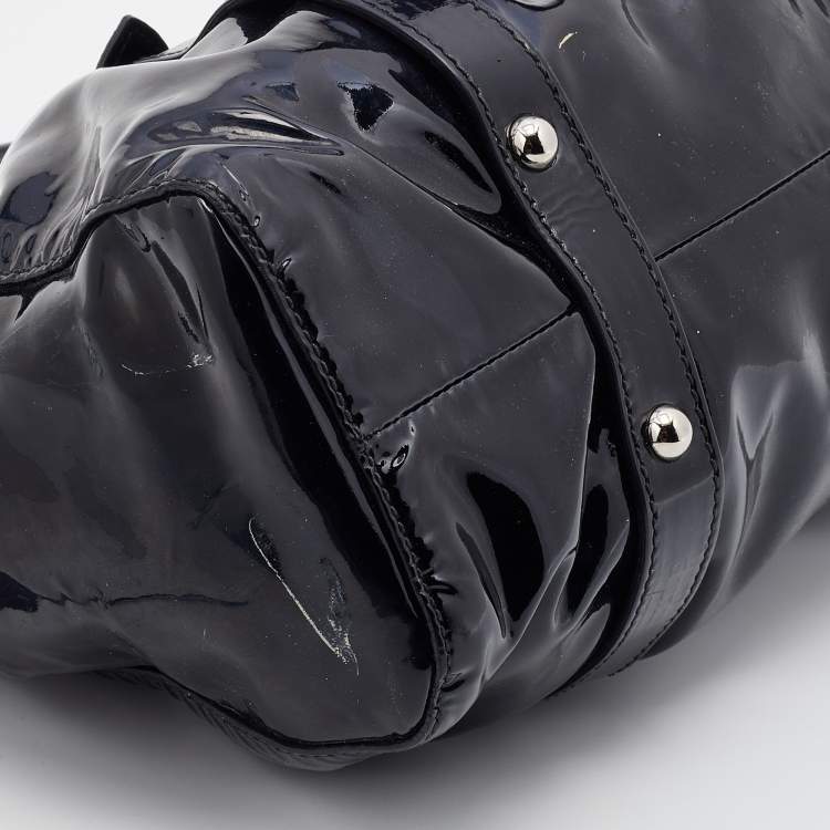 Pre Owned Miu Miu Black Patent Leather Tote