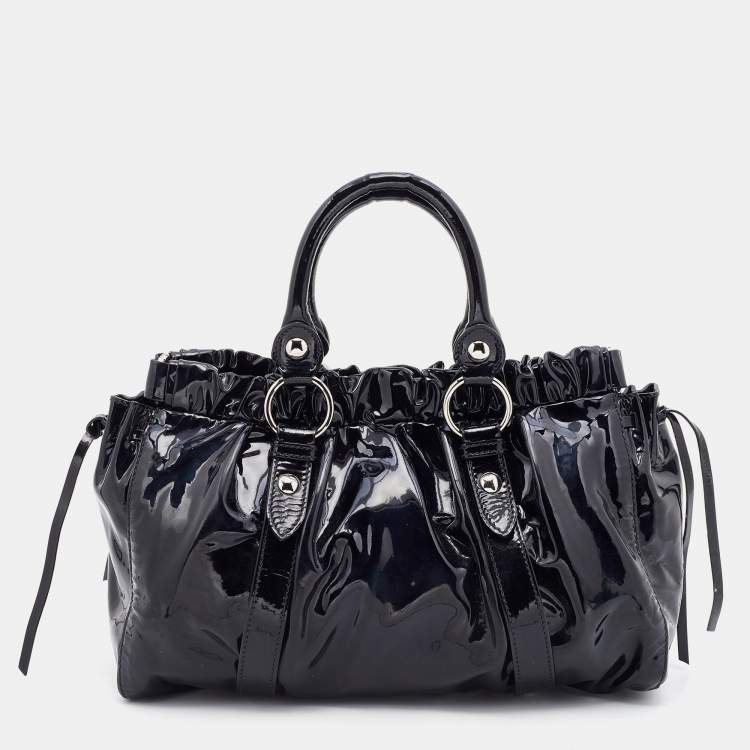 Pre Owned Miu Miu Black Patent Leather Tote