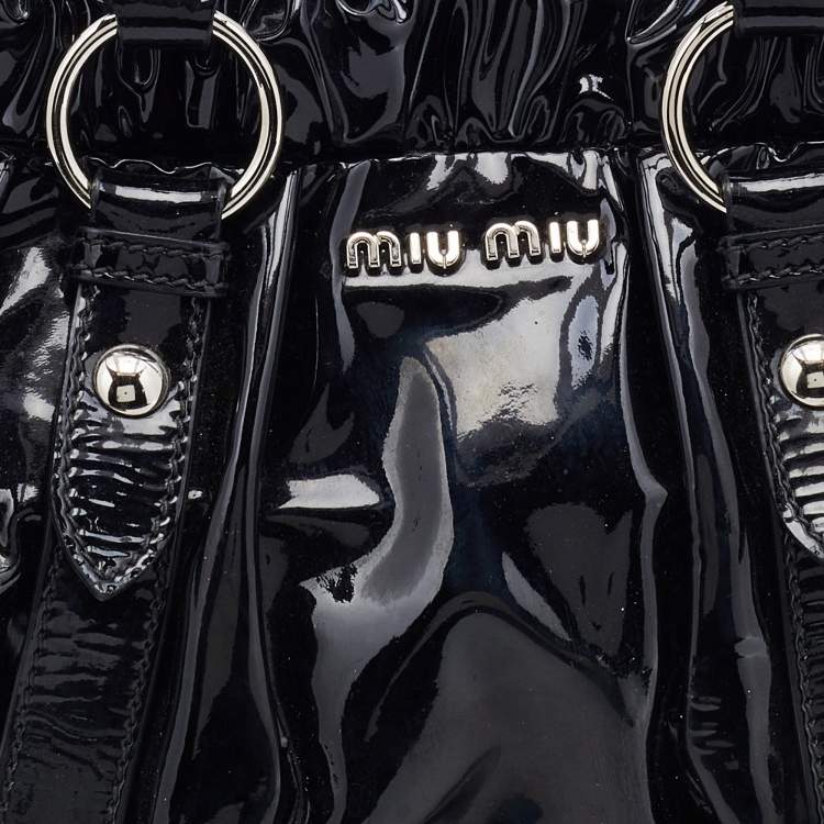 Pre Owned Miu Miu Black Patent Leather Tote