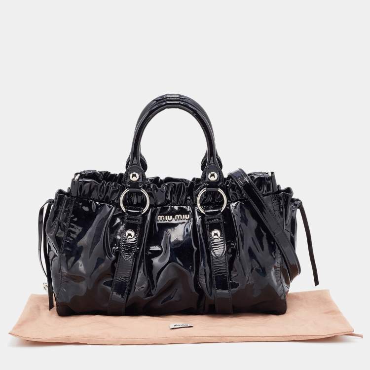 Pre Owned Miu Miu Black Patent Leather Tote