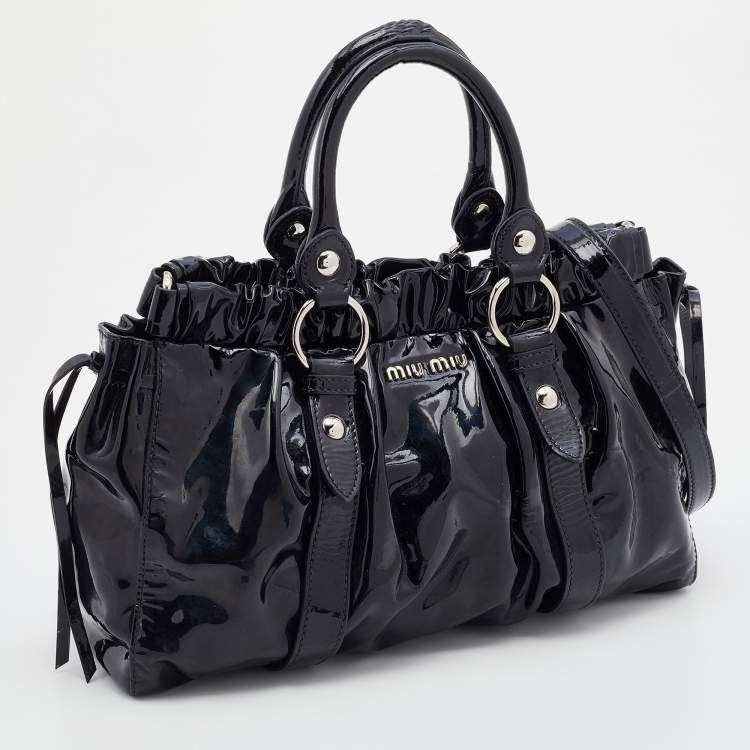 Pre Owned Miu Miu Black Patent Leather Tote