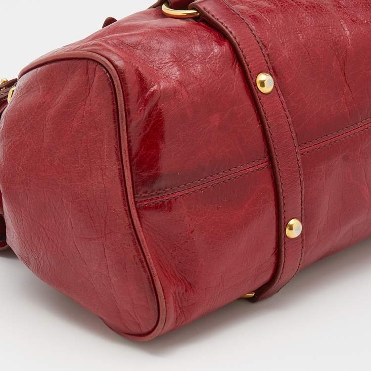 Pre Owned Miu Miu Red Leather Bow Satchel