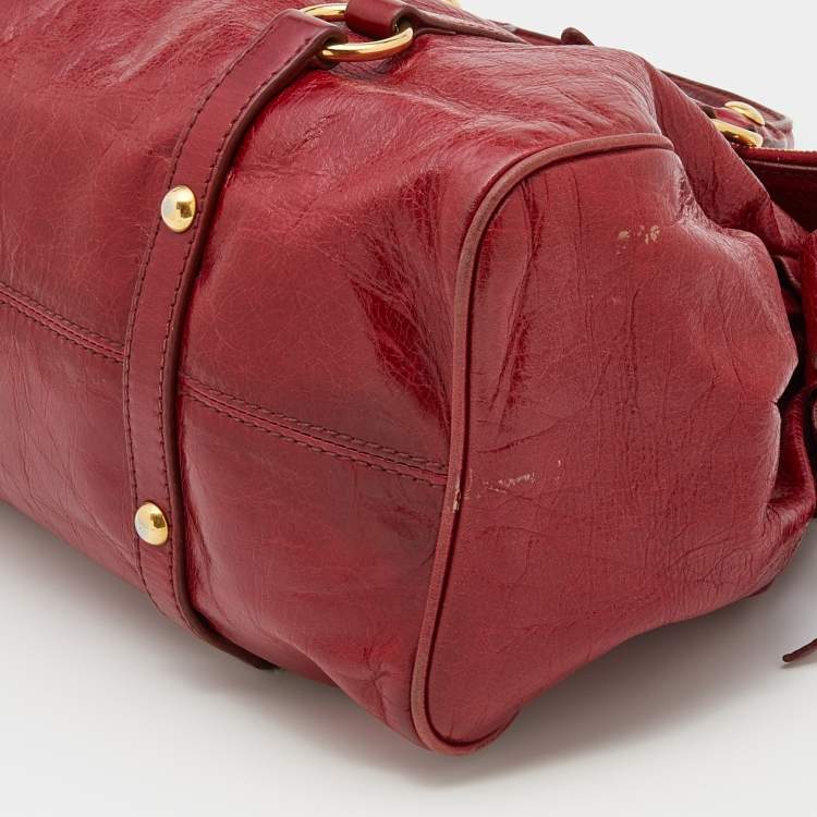 Pre Owned Miu Miu Red Leather Bow Satchel
