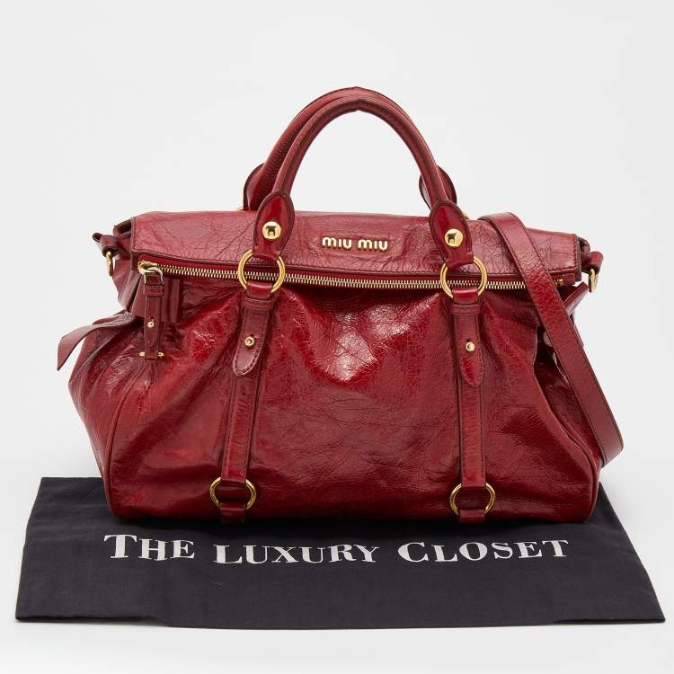 Pre Owned Miu Miu Red Leather Bow Satchel