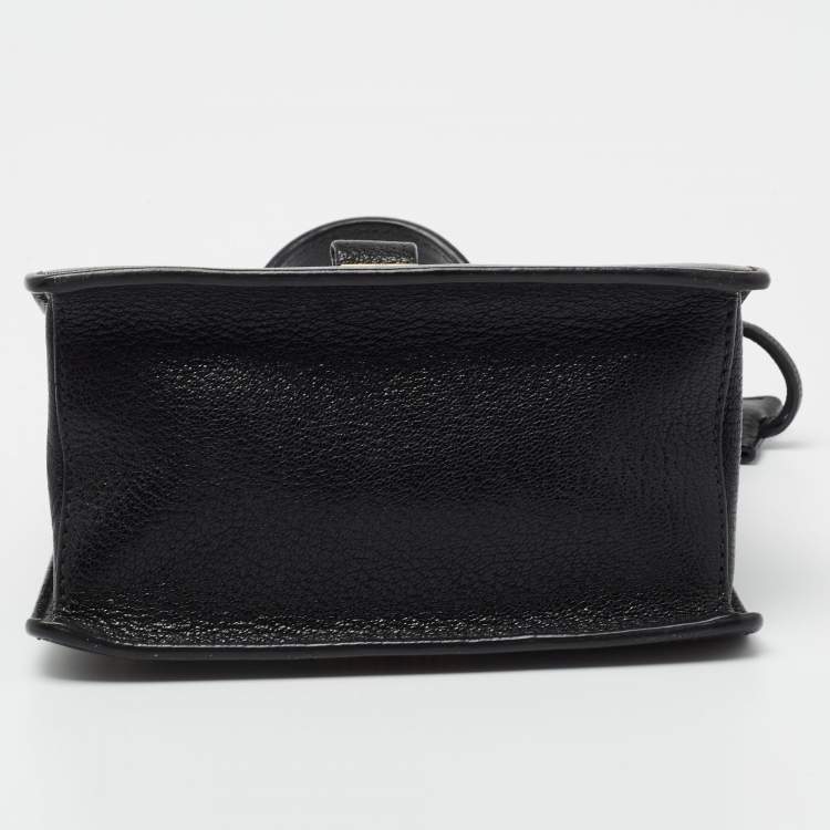 Pre Owned Miu Miu Black Leather Mini Madras Top Handle Bag