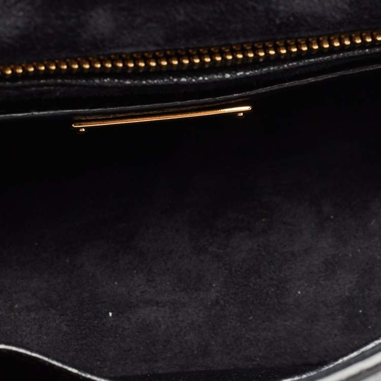 Pre Owned Miu Miu Black Leather Mini Madras Top Handle Bag