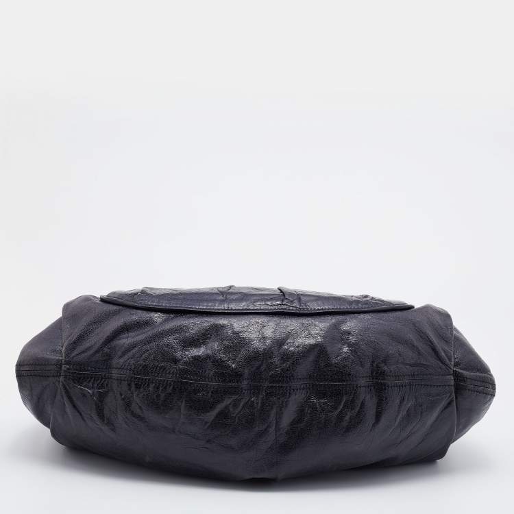 Pre Owned Miu Miu Deep Violet Leather Gathered Hobo 