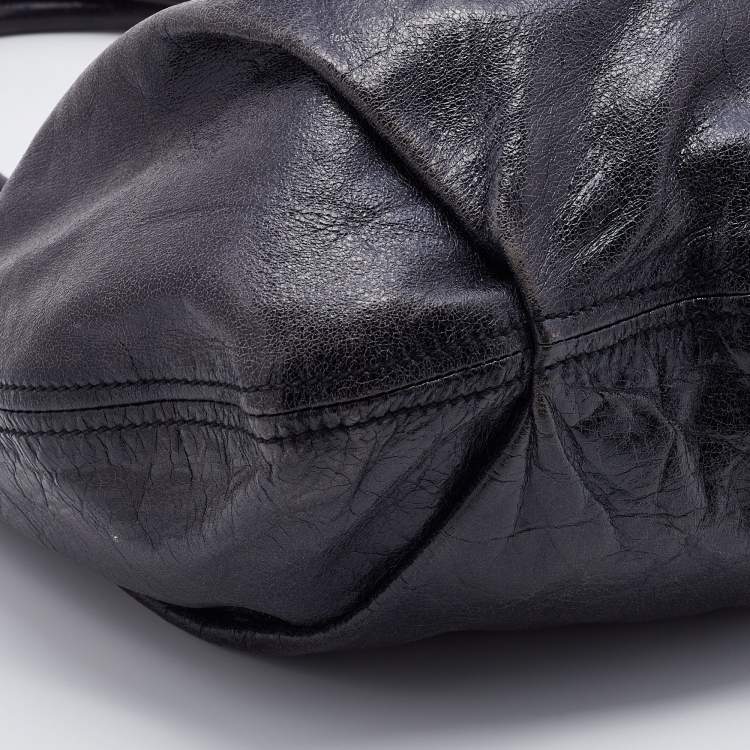 Pre Owned Miu Miu Deep Violet Leather Gathered Hobo 