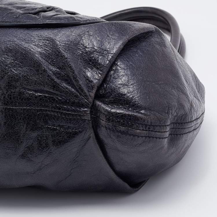 Pre Owned Miu Miu Deep Violet Leather Gathered Hobo 