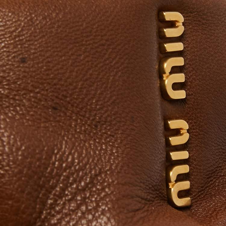 Pre Owned Miu Miu Brown Leather Frame Metal Clutch