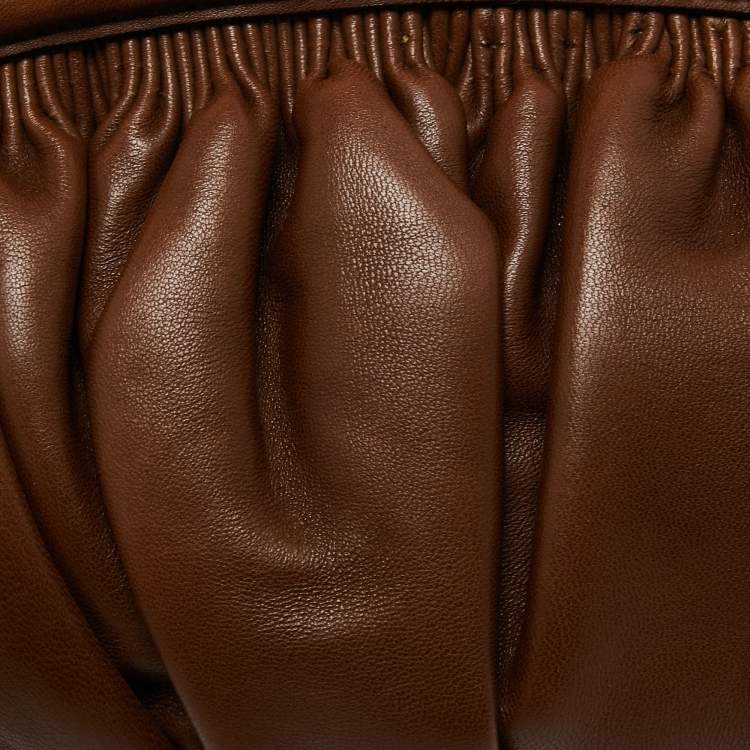 Pre Owned Miu Miu Brown Leather Frame Metal Clutch