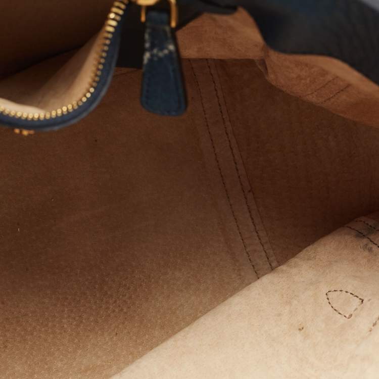 Pre Owned Miu Miu Blue Leather Turnlock Shoulder Bag