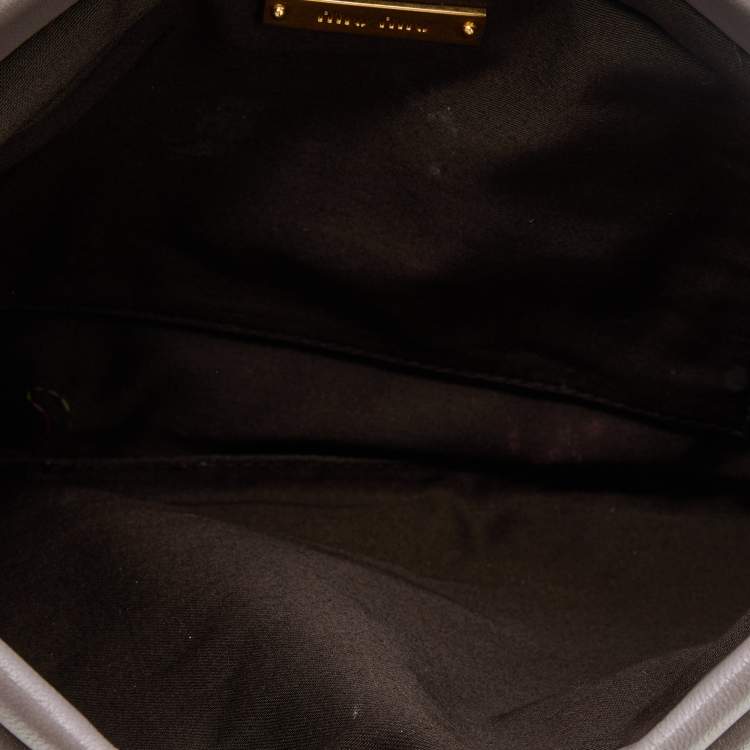 Pre Owned Miu Miu Grey Matelassé Leather Frame Clutch