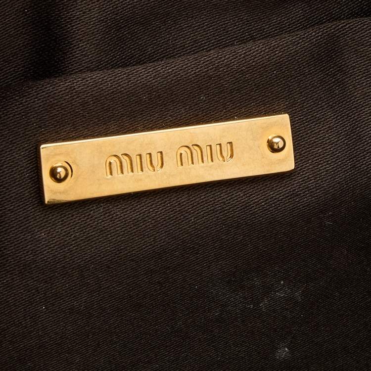 Pre Owned Miu Miu Grey Matelassé Leather Frame Clutch