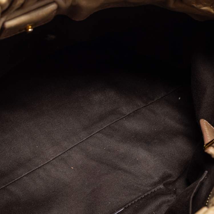 Pre Owned Miu Miu Beige Gathered Leather Satchel 