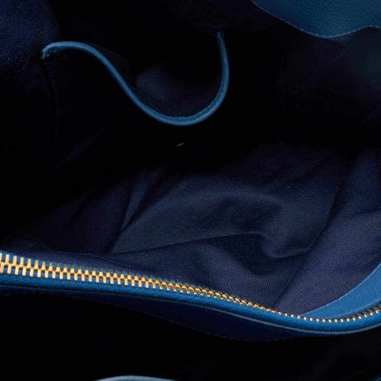 Pre Owned Miu Miu Blue Leather Middle Zip Tote