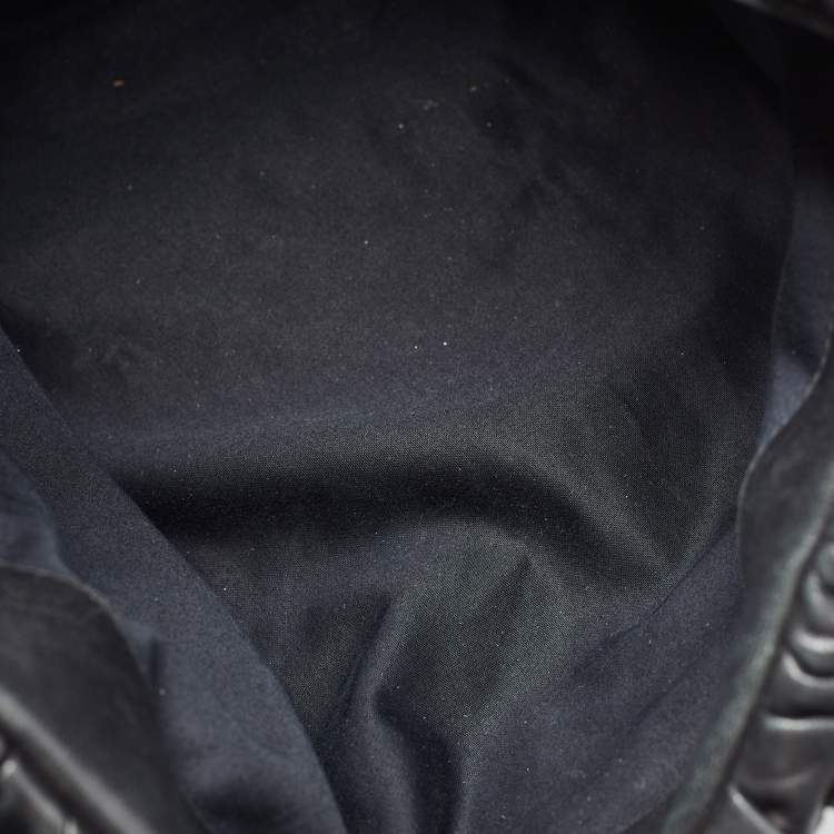 Pre Owned Miu Miu Black Matelassé Leather Large Shopper Tote