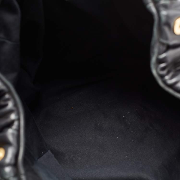 Pre Owned Miu Miu Black Matelassé Leather Large Shopper Tote