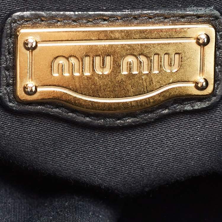 Pre Owned Miu Miu Black Matelassé Leather Large Shopper Tote