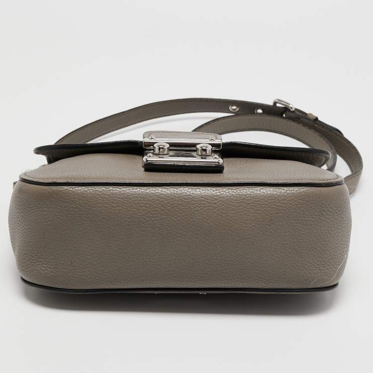 Pre Owned Miu Miu Grey Leather Flap Shoulder Bag