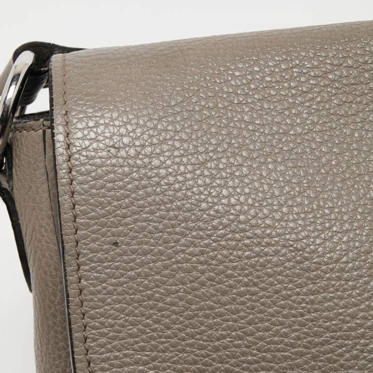 Pre Owned Miu Miu Grey Leather Flap Shoulder Bag