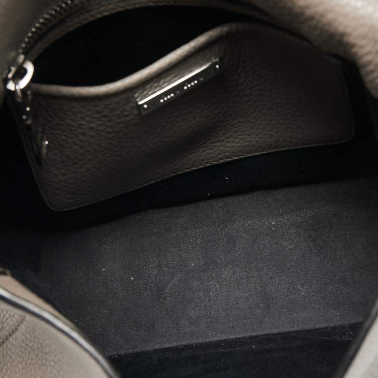 Pre Owned Miu Miu Grey Leather Flap Shoulder Bag