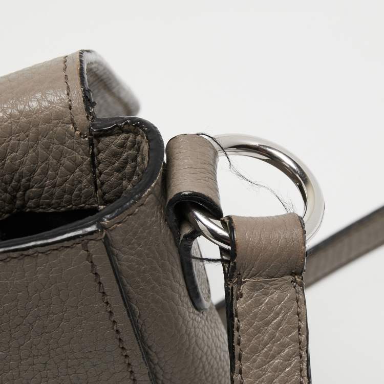 Pre Owned Miu Miu Grey Leather Flap Shoulder Bag