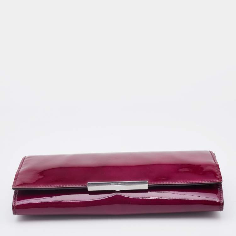Pre Owned Miu Miu Purple Patent Leather Continental Wallet