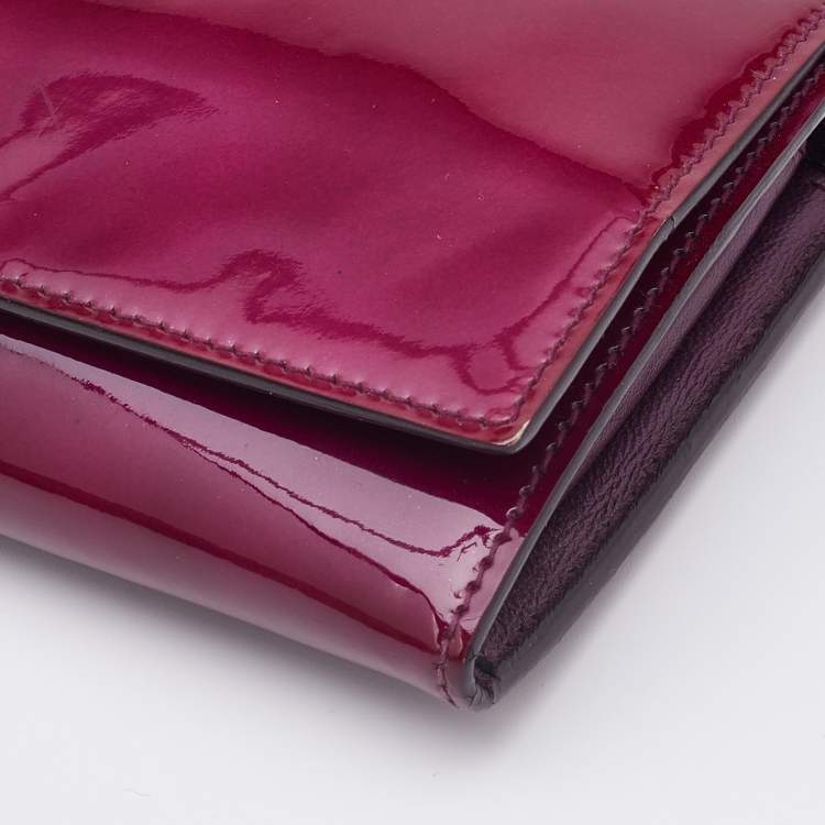 Pre Owned Miu Miu Purple Patent Leather Continental Wallet