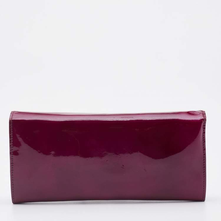 Pre Owned Miu Miu Purple Patent Leather Continental Wallet