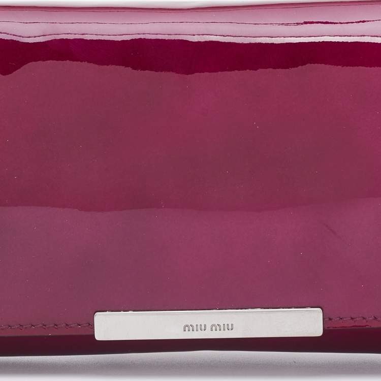 Pre Owned Miu Miu Purple Patent Leather Continental Wallet
