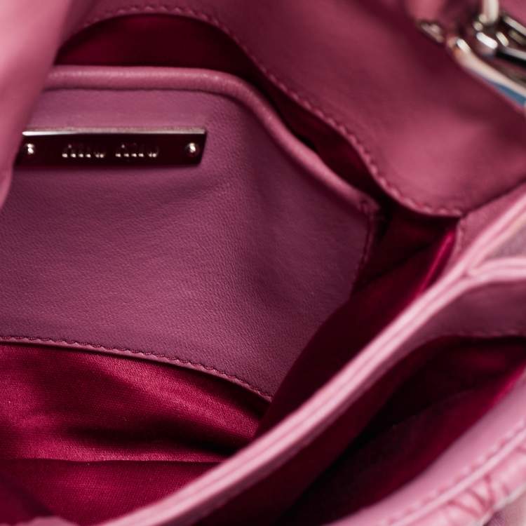 Pre Owned Miu Miu Bubble Gum Matelasse Leather Crystal Crossbody Bag