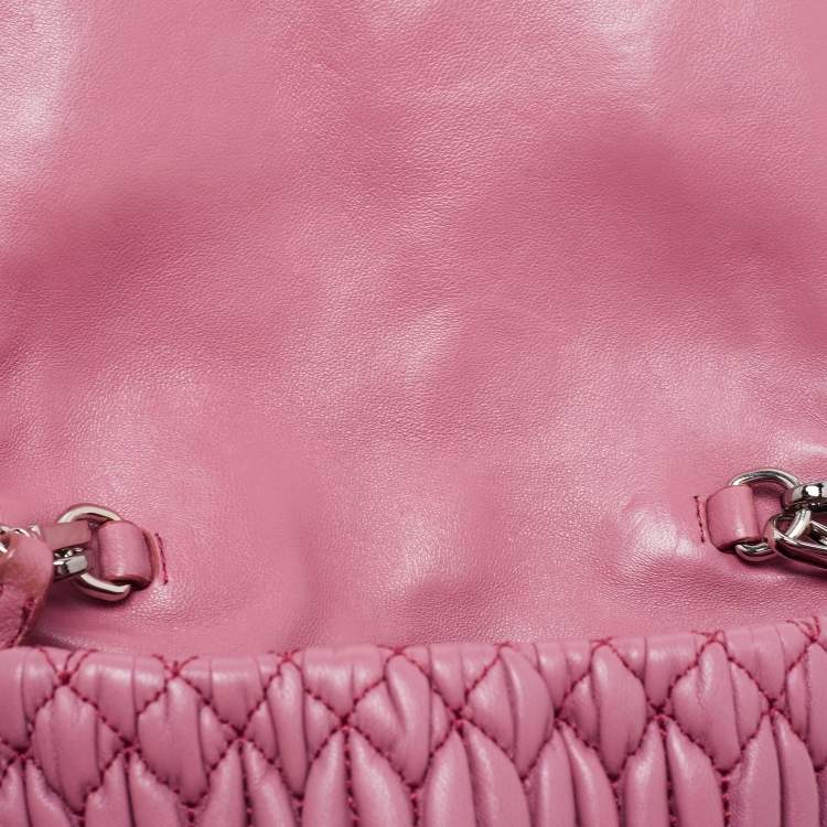 Pre Owned Miu Miu Bubble Gum Matelasse Leather Crystal Crossbody Bag